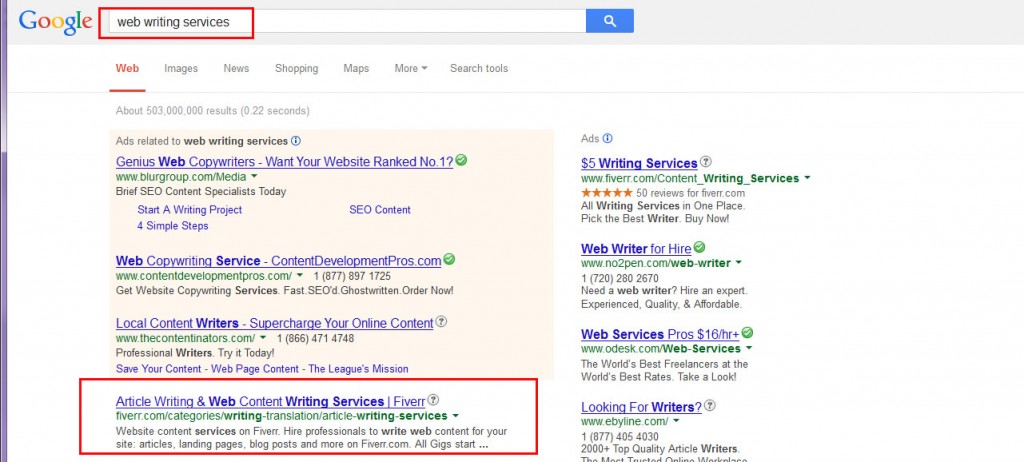 Web writing in Google