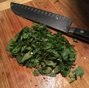 chopped herbs for black beans