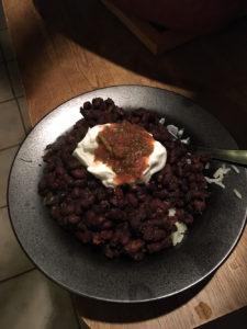 vegan black beans from a clay cooker